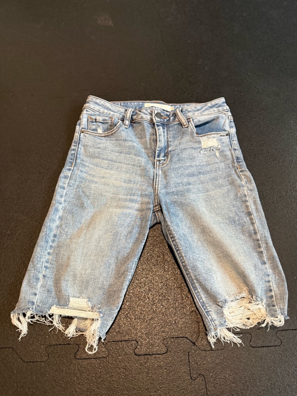 High-Rise Light Wash Distressed Denim Jean Shorts for Women